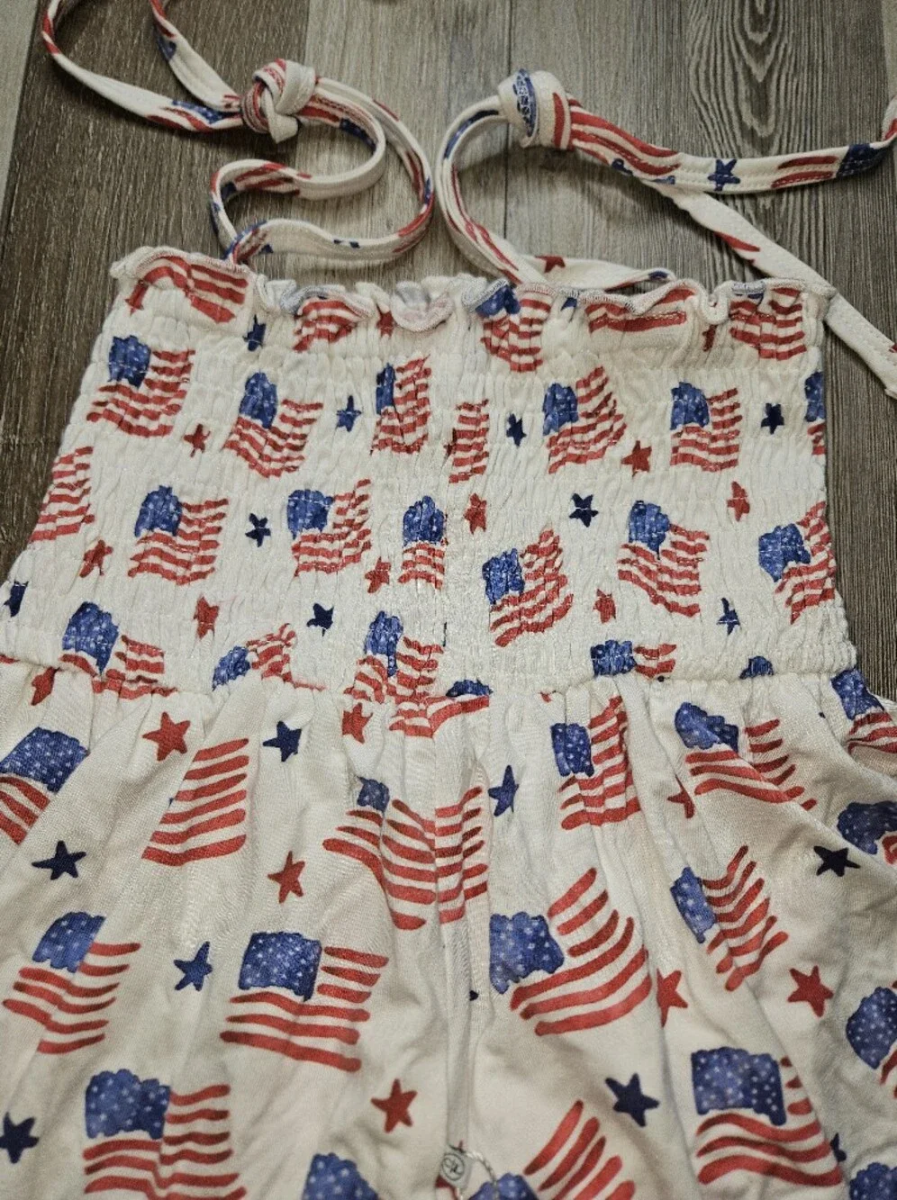 Caden Lane NEW 6-12 Months American Flag Smocked Dress Bamboo